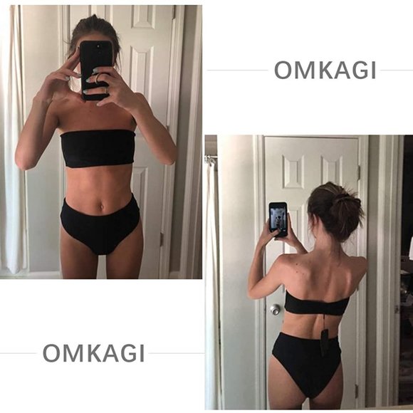 2 Piece Bandeau Bikini Off Shoulder High Cut Suit - Picture 4 of 7